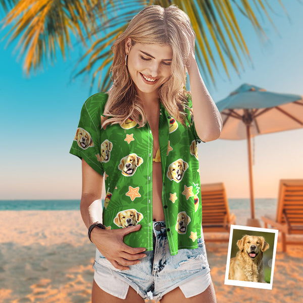 Custom Face Women Hawaiian Shirts Pineapple Aloha Hawaiian Shirt With Your Pet Face