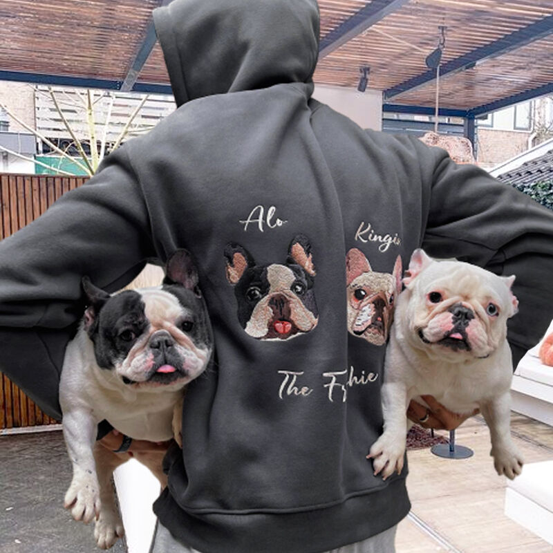 Personalized Embroidered Hoodie Custom Head Cute Gift for Animal Lovers