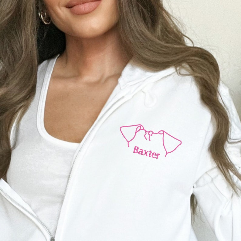 Custom Embroidered Zip-up Hoodie Personalized Dog/ Cat Ears Hoodie