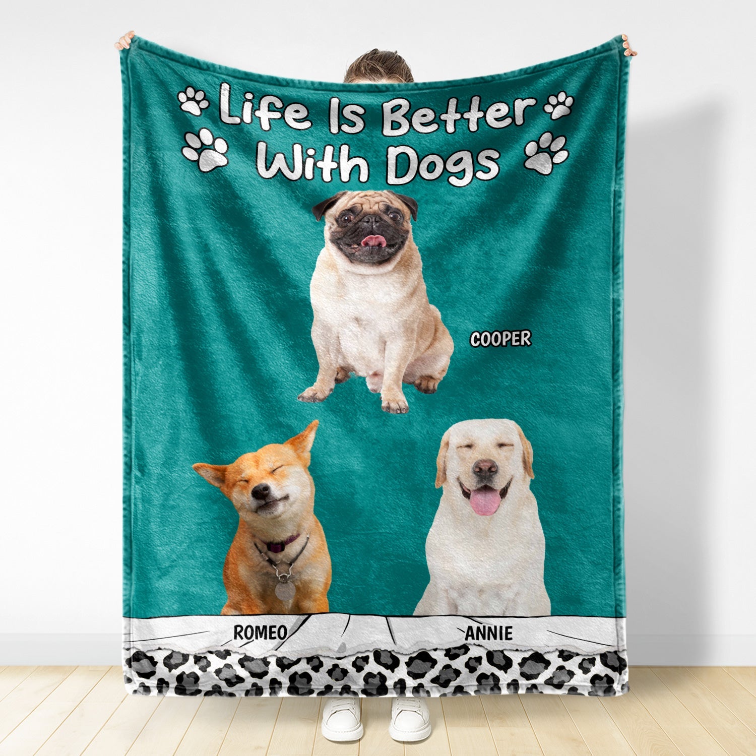 Custom Photo Life Is Better With Dog Cat Personalized Fleece Blanket