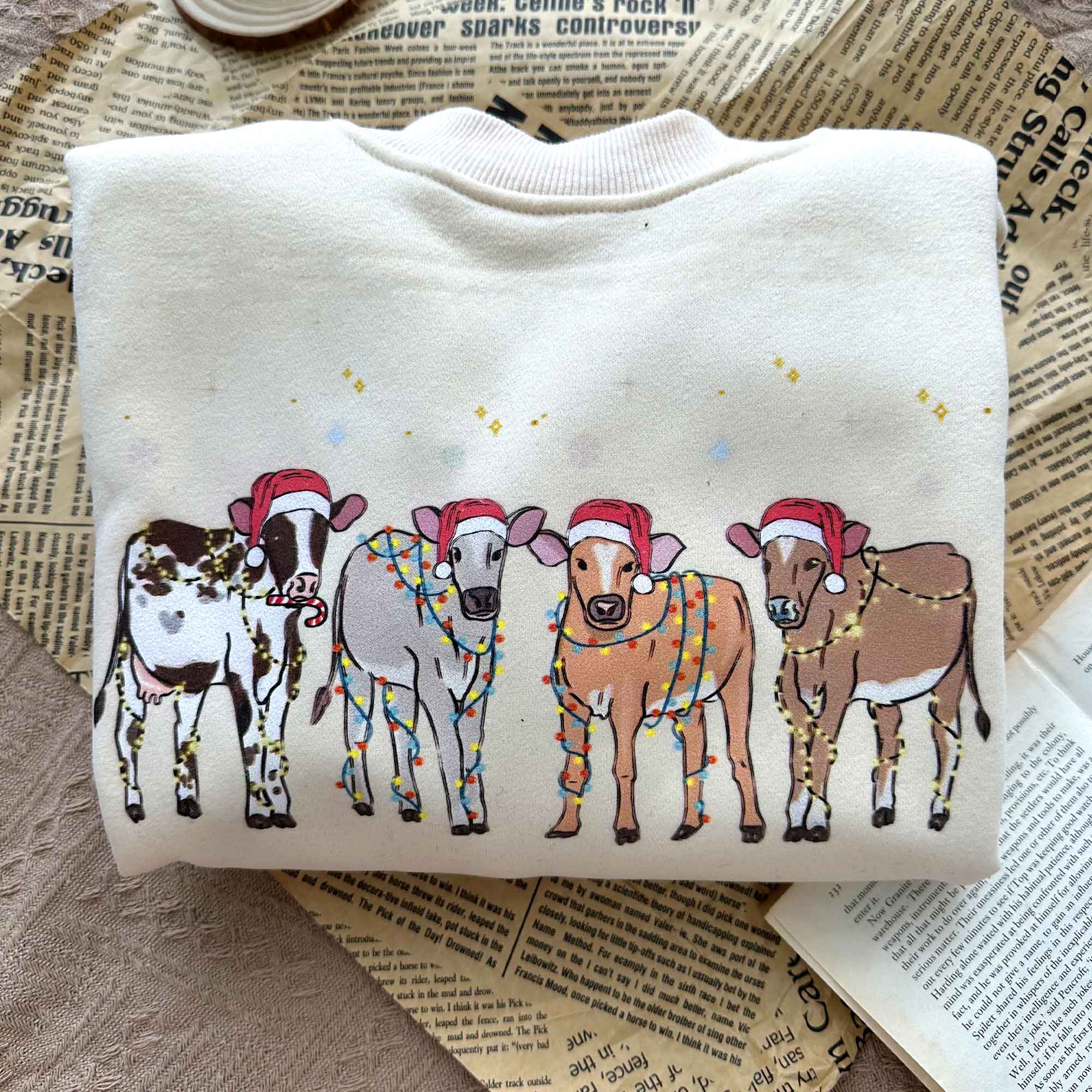 Cow Lover Animals Holiday Christmas Sweatshirt For Kids Youth