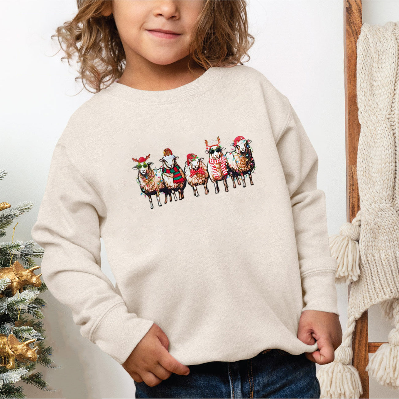 Sheep Lover Animals Holiday Christmas Sweatshirt For Kids Youth