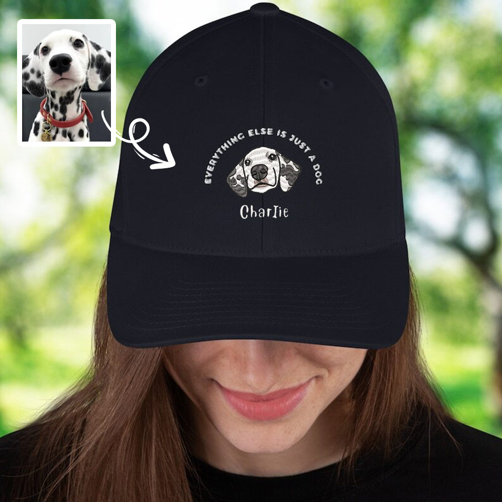 Custom Pet Portrait Embroidered Baseball Cap Funny Quote Hat