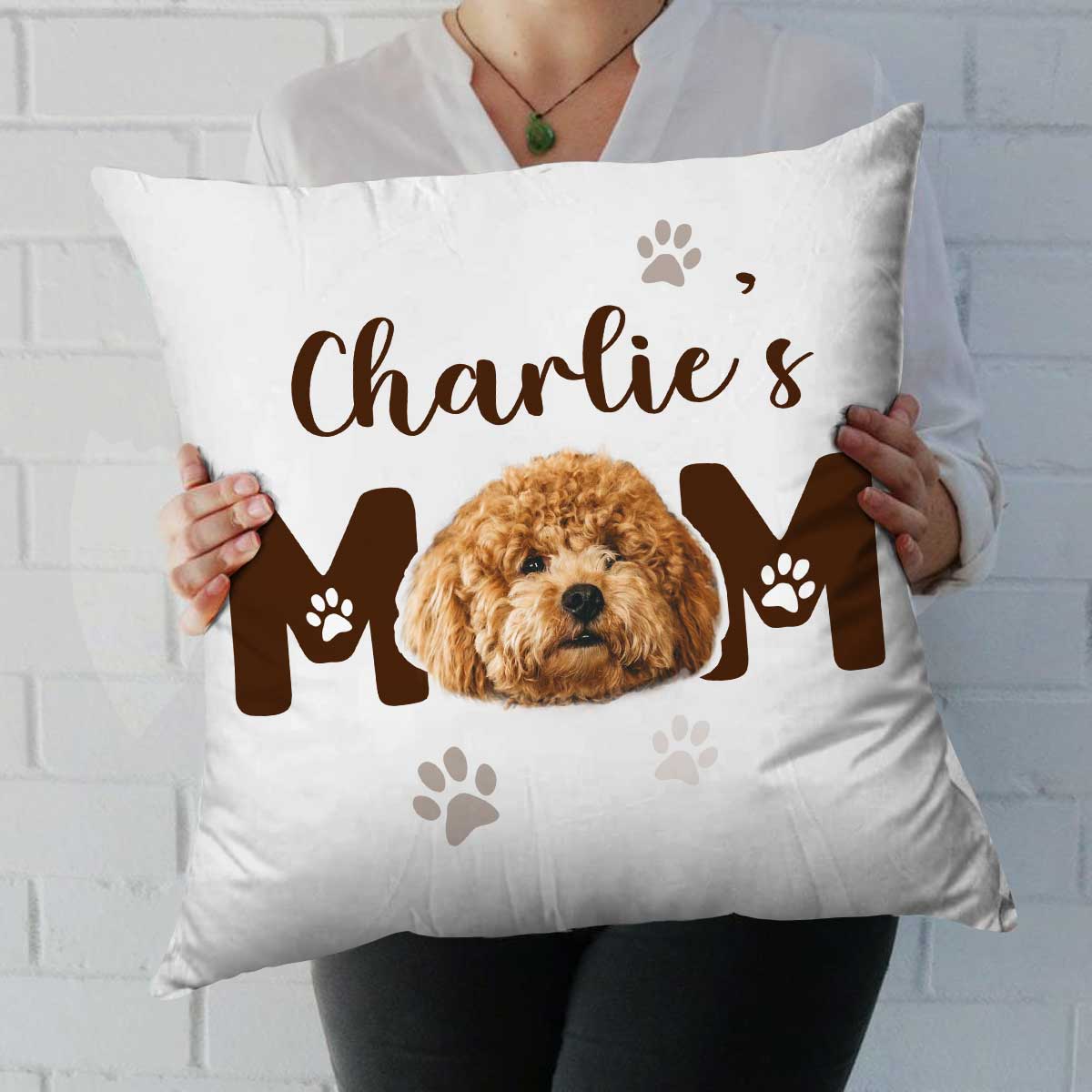 Personalized Dog Mom Pillow With Dog Face, Dog Mom Gift