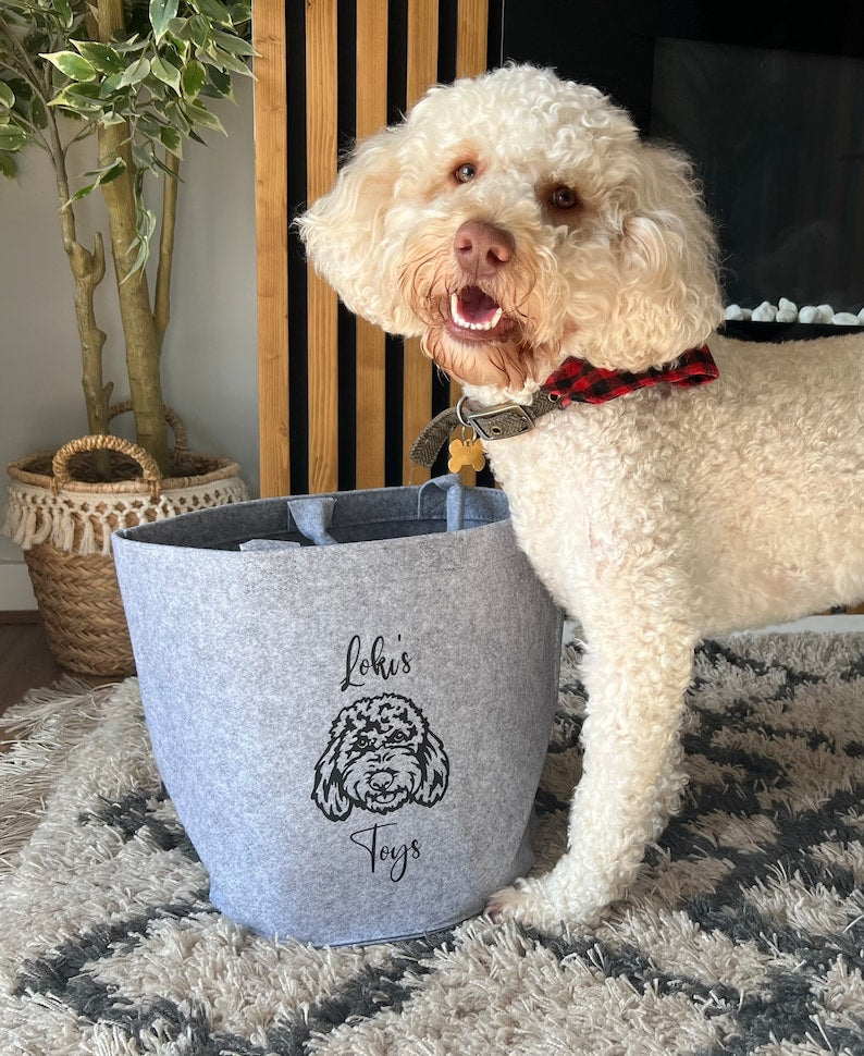 Personalised Dog Toy Storage Bag, Personalised Dog Toy Basket, Gift for Dog Lovers