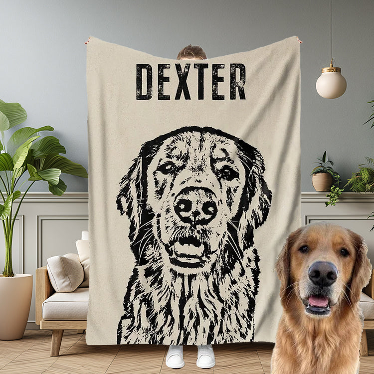 Custom Pet Throw Blanket Dog Portrait Blanket