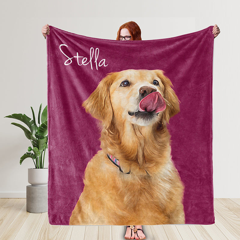 Custom Dog Face Blankets, Personalized Pet Photo Blanket, Fleece Dog Blankets