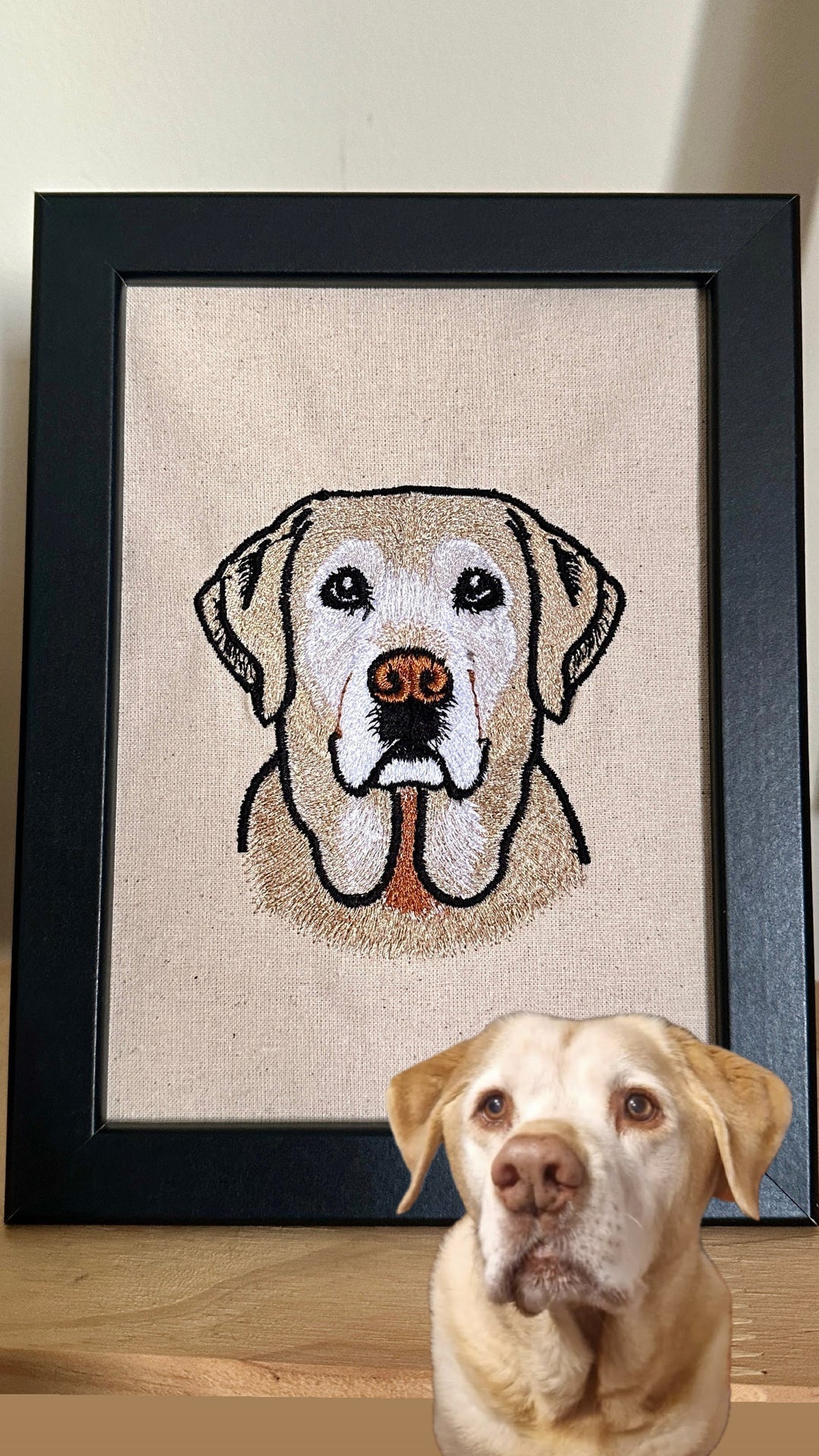 Custom Framed Embroidered Pet Portraits, Dog Lover Gift