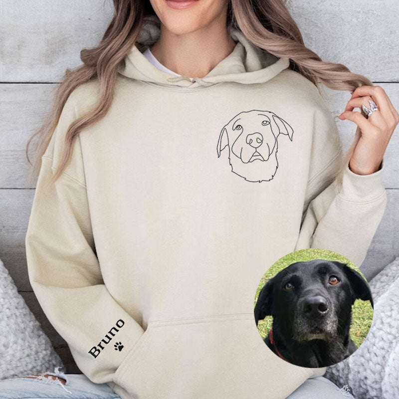 Custom Embroidered Pet Outline Portrait Hoodie/Sweatshirt/T-shirt