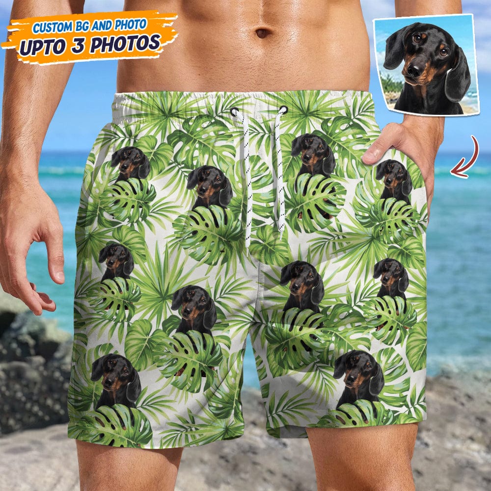 Upload Pet Photo With Pattern Men's Beach Short