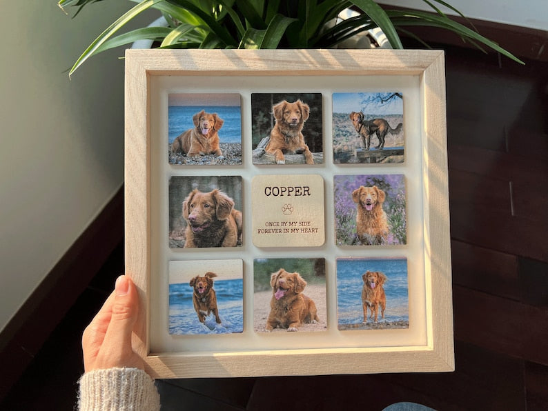 Personalized Dog Photo Frame, Custom Memorial Dog Picture Wooden Frame