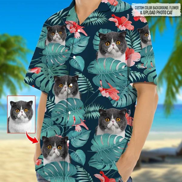 Tropical Leaves And Pet - Dog & Cat Personalized Custom Unisex Hawaiian Shirt