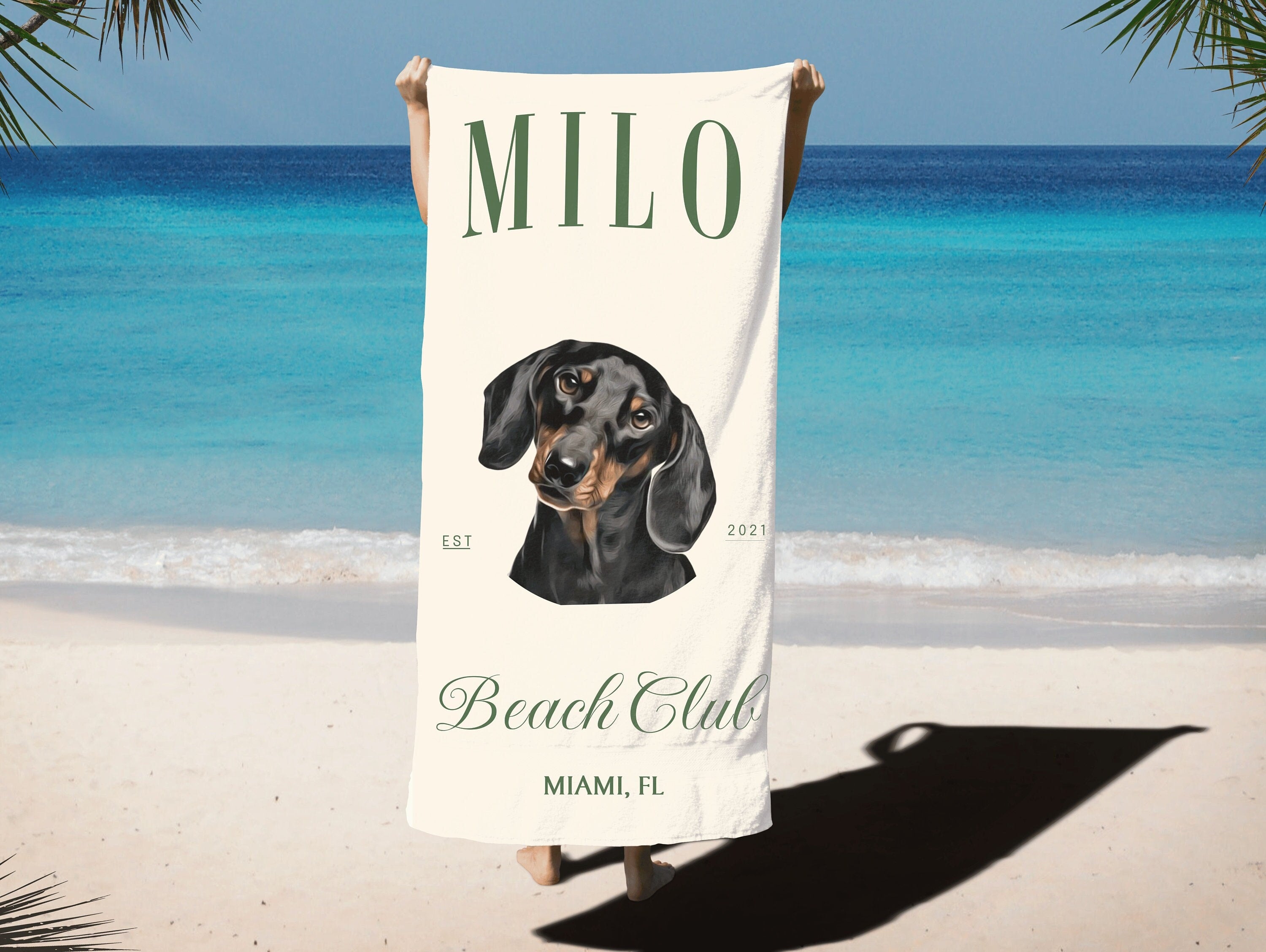 Custom Pet Beach Club Towel, Beach Towel With Pet Name