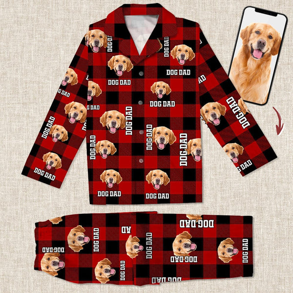 Custom Photo Dog Cat Mom Dad Flannel Pajamas Set