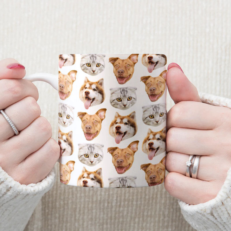 Custom Face Photo Pattern Mug Gift for Pet Lover