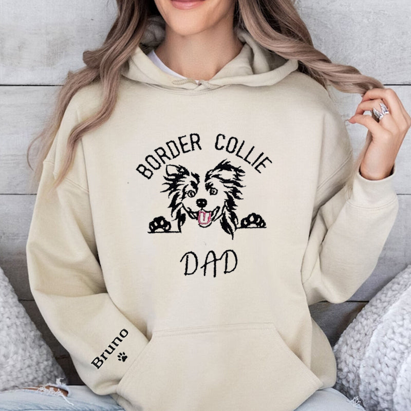 Pet Dad Embroidered Hoodie, Personalized Hoodie with Pet Name