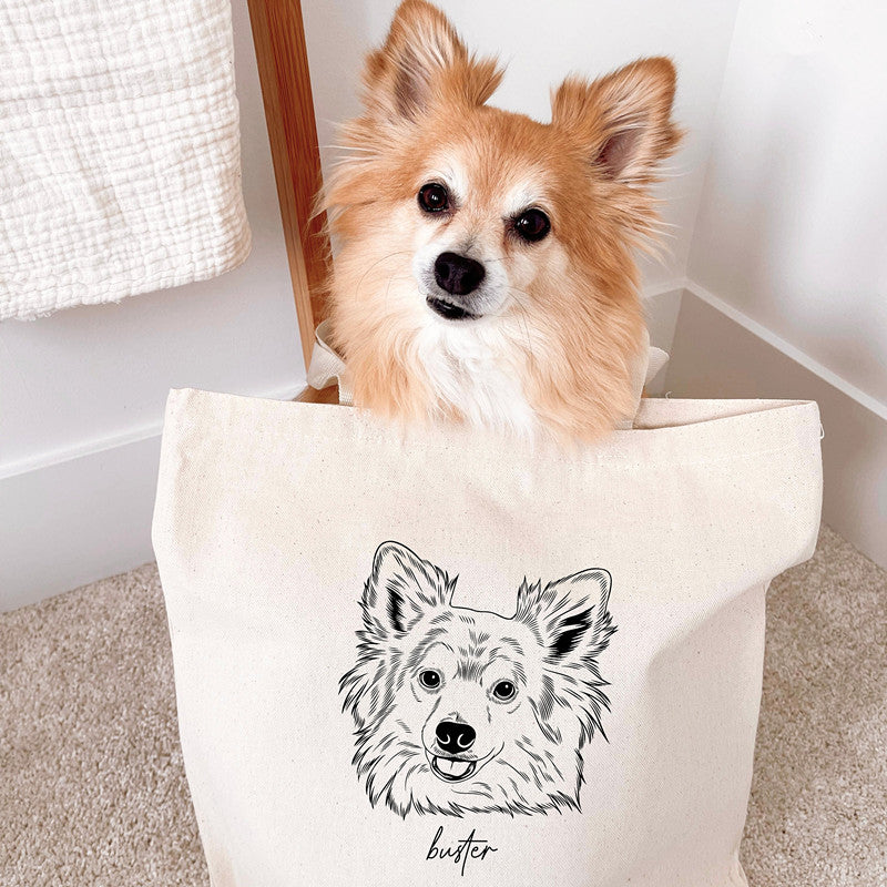 Custom Dog Portrait Tote Bag Personalized Pet Handbag Canvas Tote Bag