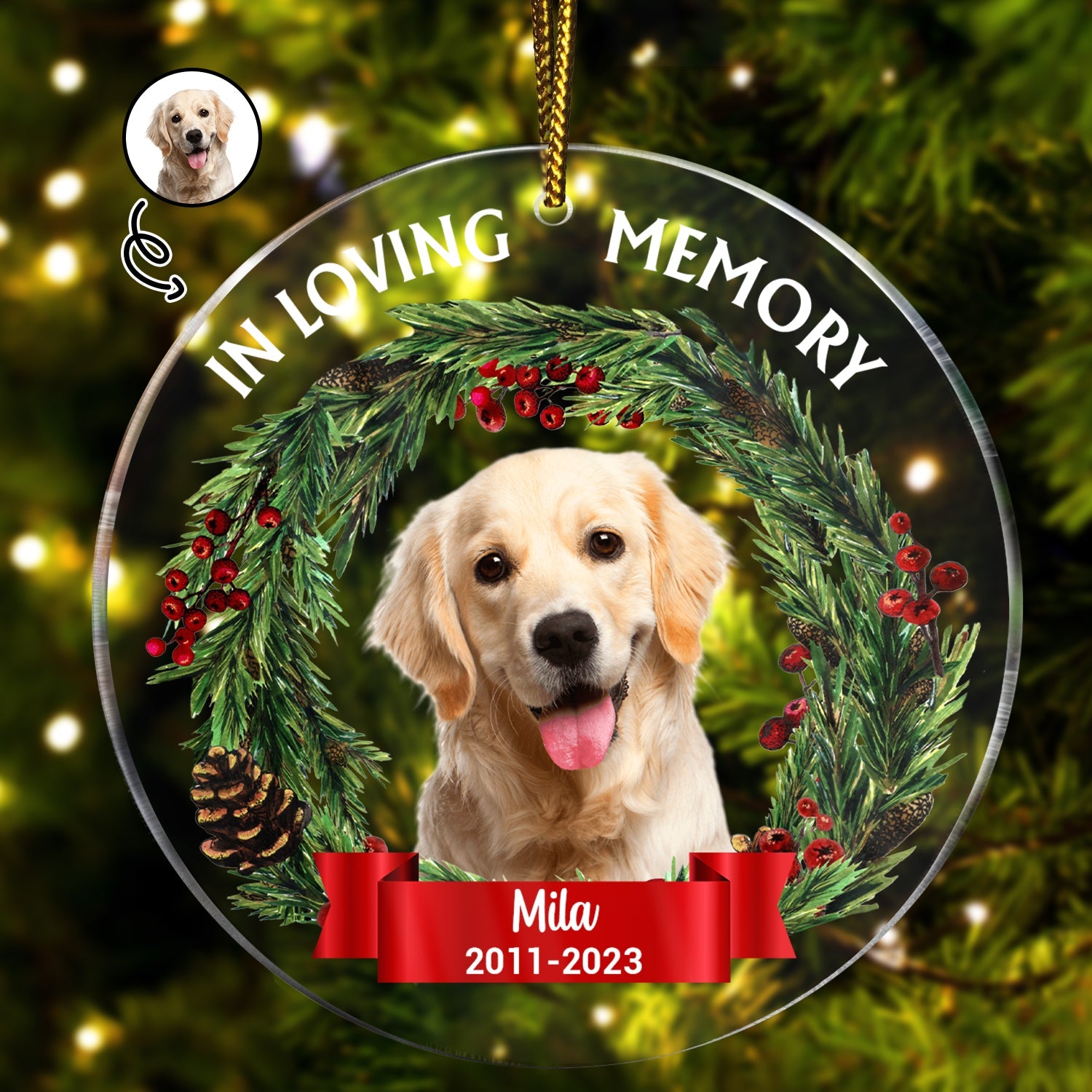 Custom Photo In Loving Memory - Christmas, Memorial Gift, Personalized Circle Acrylic Ornament