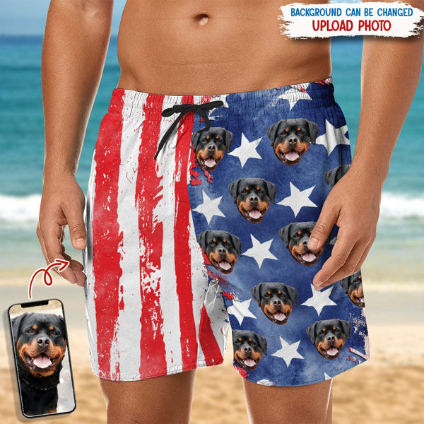 Custom Pet Photo US Stars Beach Short