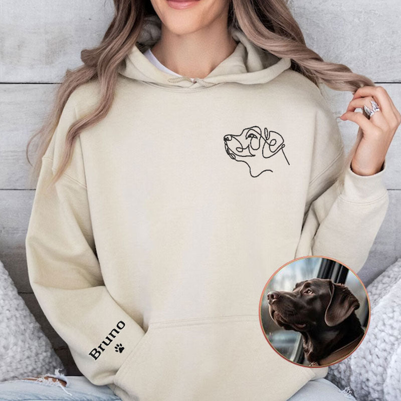 Custom Embroidered Dog Sweatshirt, Personalized one-line Pet Sweatshirt, Custom Dog Portrait Sweatshirt