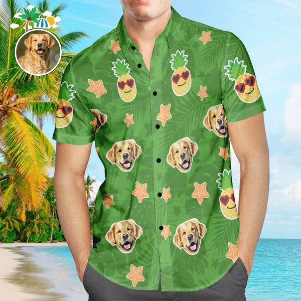 Custom Face Men Hawaiian Shirts Pineapple Aloha Hawaiian Shirt With Your Pet Face