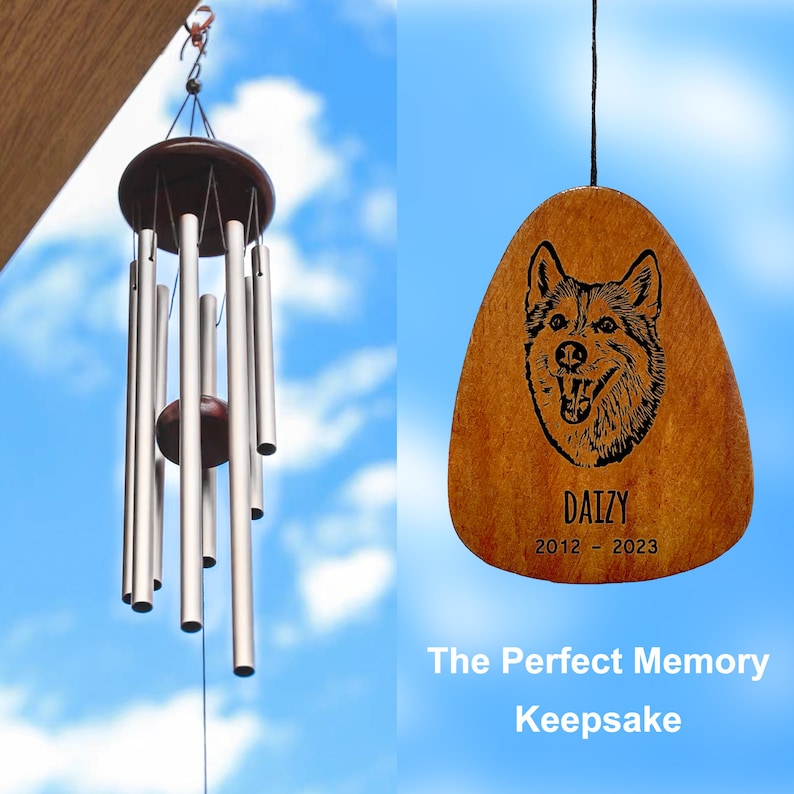 Double Side Personalized Engrave Pet Memorial Wind Chime Pet Loss Gift