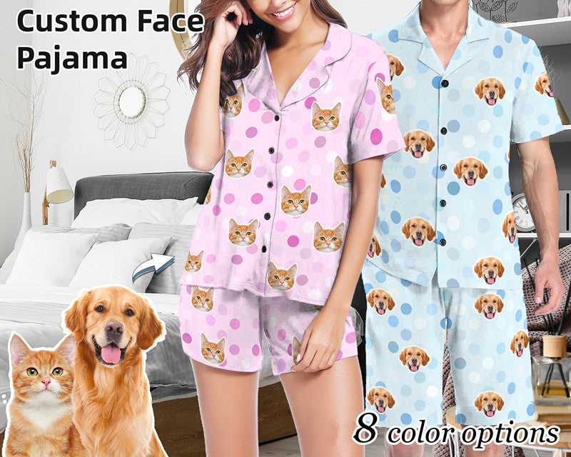 Personalized Photo Pajama Women Men Pajamas with Pet Face