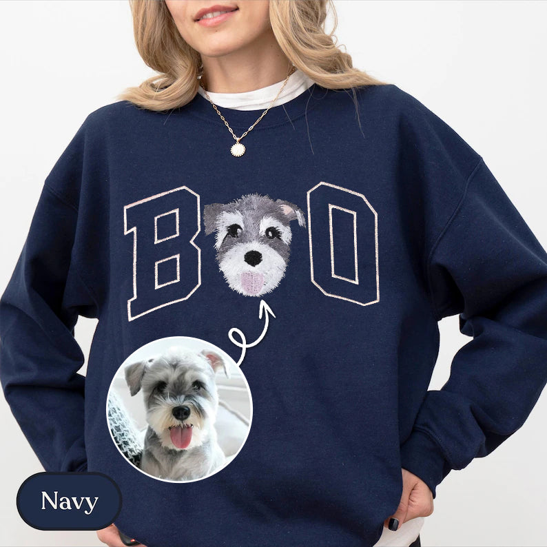 Boo Embroidered Halloween Sweatshirt Halloween Custom Dog Pet Embroidered Hoodie T-shirt