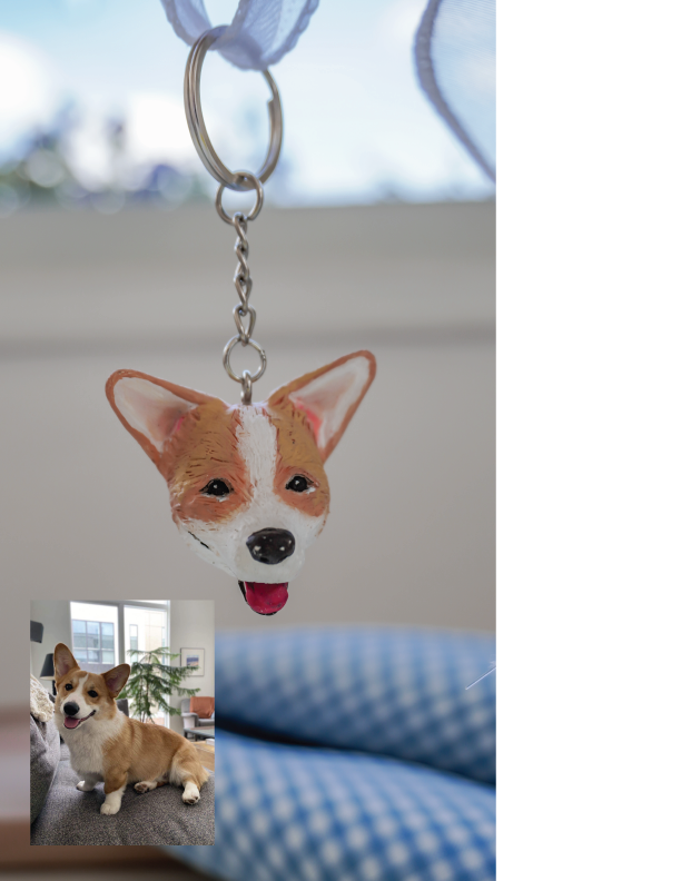 Personalized Pet Clay Sculpture Keychain-Perfect Gift For Pet Mom