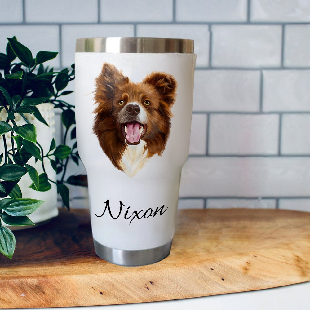 Custom Pet Portrait Tumbler - Oil Painting Effect for Pet Lovers Christmas Gift