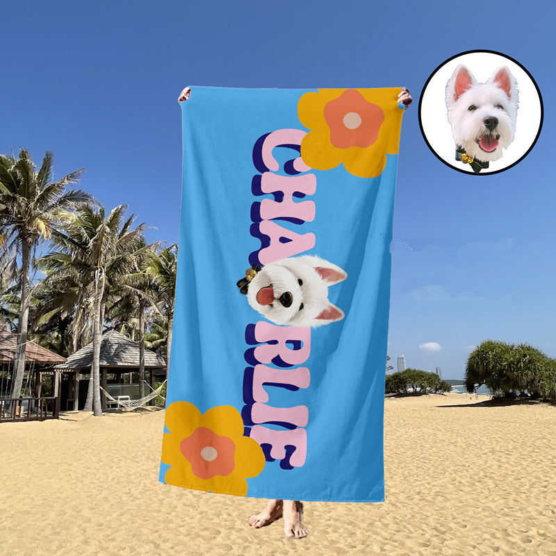 Personalized Beach Towel Pet Photo Beach Towel