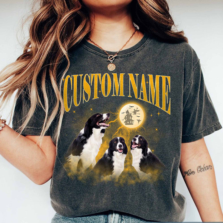 Custom Retro Shirt from Pet Photo,  Moon Shirt, Personalized Halloween T-shirt  Crewneck Hoodie