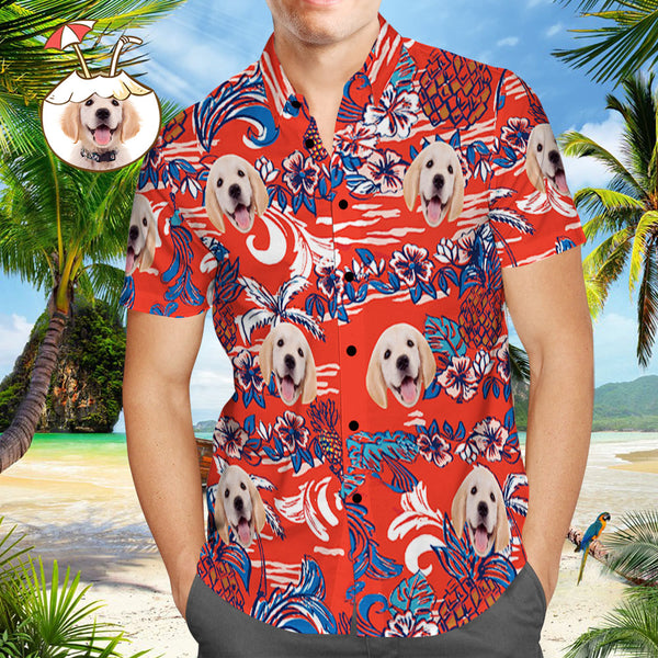 Custom Pet Face Hawaiian Shirt Personalized Beach Shirt Vintage Hawaiian Shirts for Men