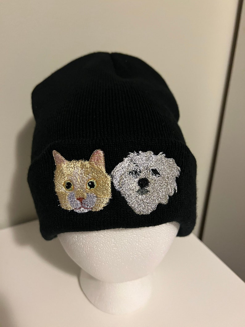 Custom Pet Face Embroidered Beanie Winter Beanie Hat