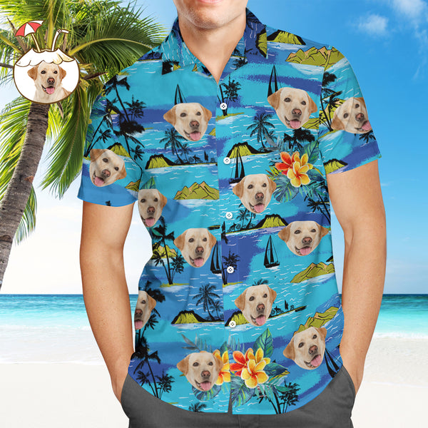 Custom Pet Face Hawaiian Shirt Custom Tropical Shirts Men's All Over Print Hawaiian Shirt