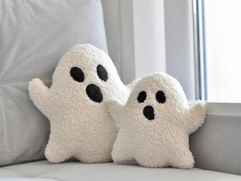 Halloween Plush Ghost Cushion Sherpa Ghost Pillow, Cozy Halloween Fall Pillows