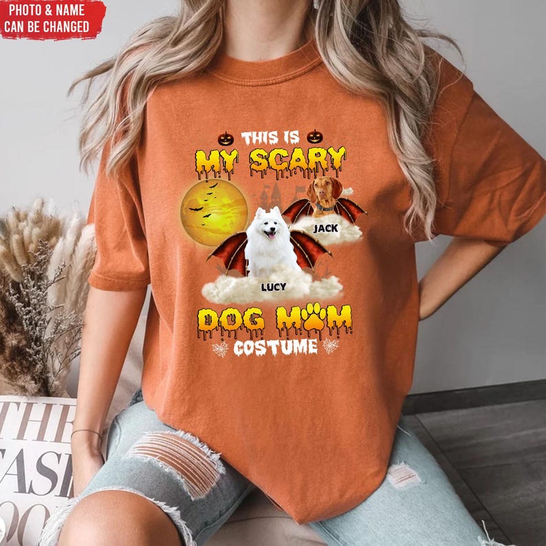 This Is My Scary Dog Mom Costume Shirt, Personalized T-Shirt/Hoodie/Crewneck For Halloween