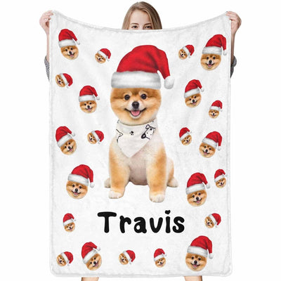 Personalized Dog Portrait Throw Blanket, Custom Blanket With Photo&Name Christmas Gift