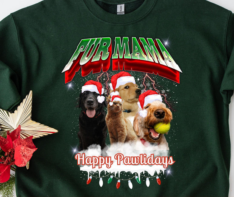 Custom Pet Sweater Using Pet Photo Personalized Bootleg Dog Face Christmas Sweatshirt Hoodie T-shirt