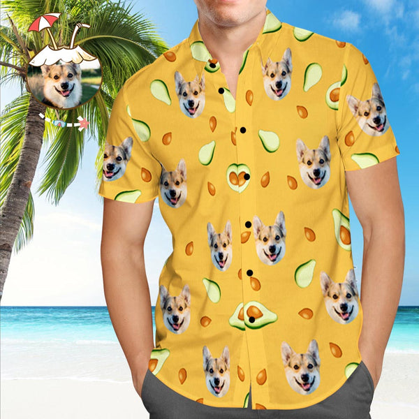 Custom Hawaiian Shirt with Pet on It Personalized Hawaiian Shirt Avocado Beach Shirt