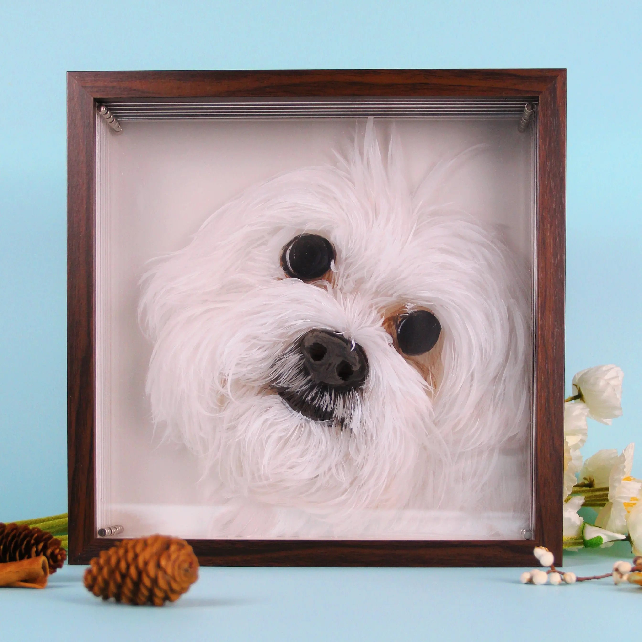 Custom Pet Portrait 3D Hand Painted on Acrylic Layered Painted Wooden Frame, Cat/Dog Portrait Art