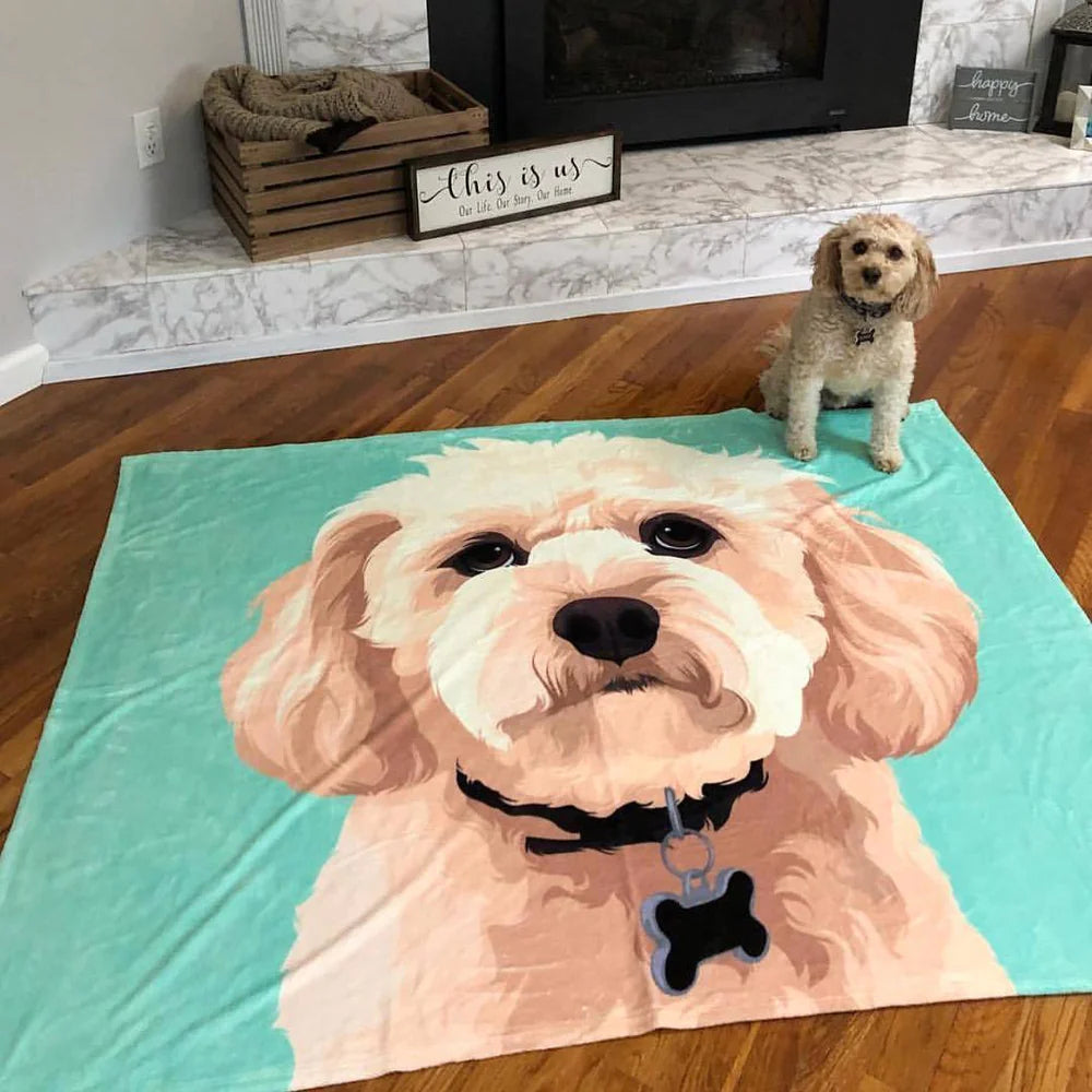 Personalized Pet Photo Blankets Painted Art Portrait Fleece Blanket