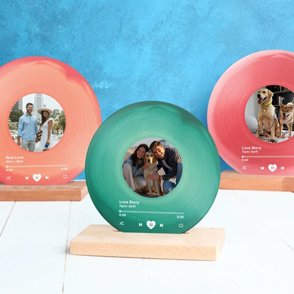 Personalized Vinyl Record with Pet Photo and Engraved Text- Acrylic Song Plaque - Gift for Pet Lovers