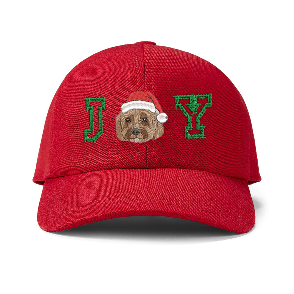 Custom Pet Portrait Embroidered Baseball Cap with Santa Hat Christmas Gifts