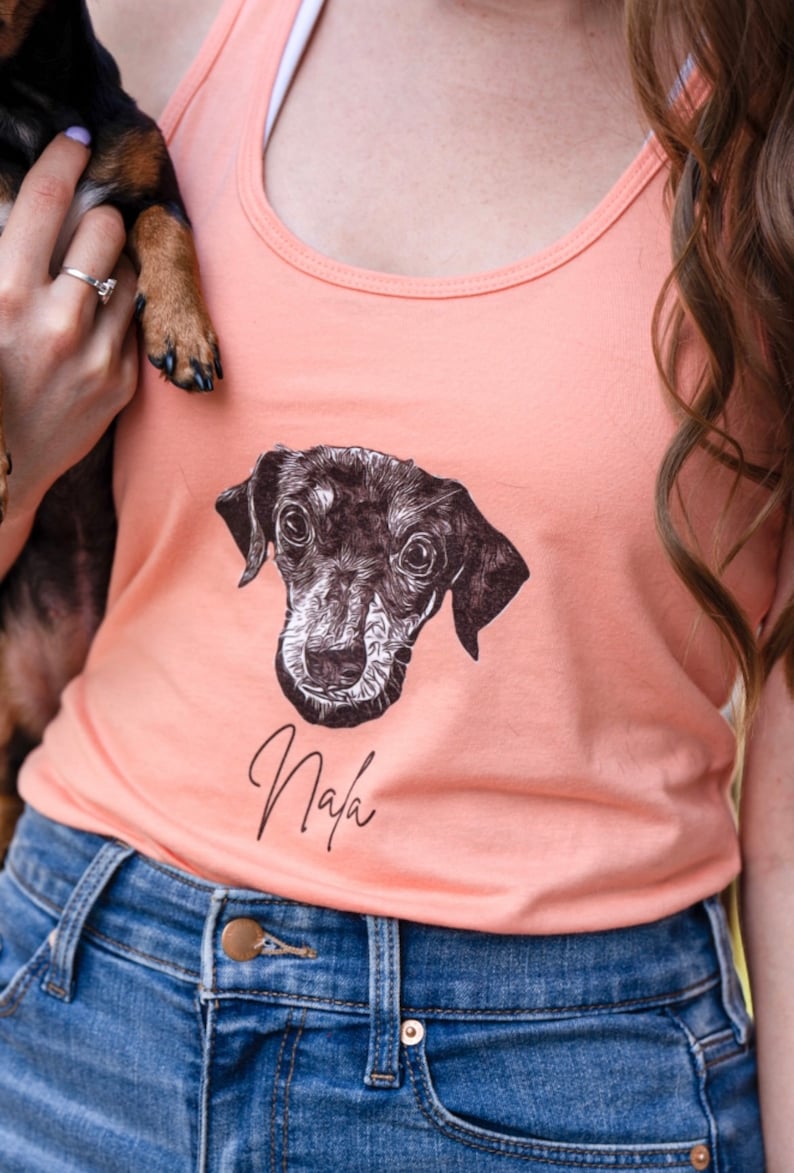 Personalized Pet Portrait Tank Top, Pet Gifts, Gift for Dog Mom, Custom Dog Portrait Shirt