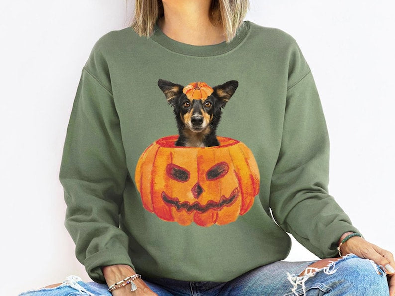 Custom Dog Photo Pet Photo Halloween Shirt, Happy Halloween Pumpkin Fall Sweatshirt T-Shirt Hoodie