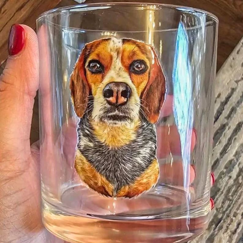 Custom Pet Portrait Whiskey Glass