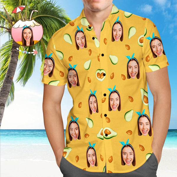 Custom Hawaiian Shirt with Pet on It Personalized Hawaiian Shirt Avocado Beach Shirt