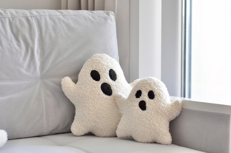 Halloween Plush Ghost Cushion Sherpa Ghost Pillow, Cozy Halloween Fall Pillows