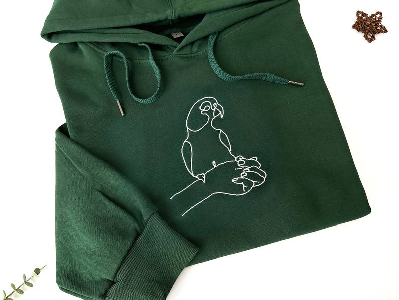 Custom Bird Embroidered Parrot Hoodie T-shirt Sweatshirt